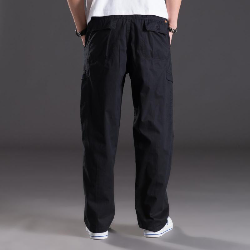 Men's Summer Workwear Casual Washed Cotton Pants, Multi-Pocket, Plus Size M-6XL