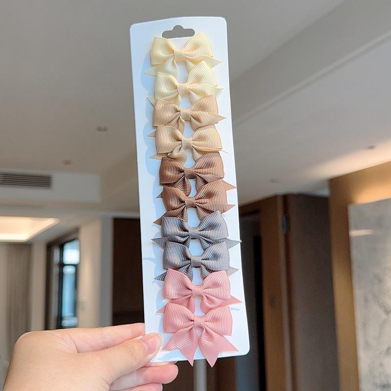 10Pcs/Set Colorful Grosgrain Ribbon Bow Hair Clip Girls Lovely Cheer Bowknot Hairpin Barrettes Headwear Baby Hair Accessories