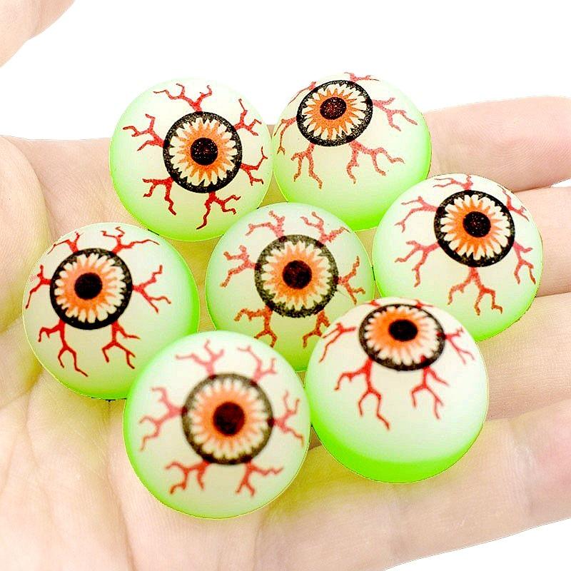 50Pcs Luminous Fake Eyeballs Halloween Eyeball Glow In The Dark Bouncy Ball Decoration Haunted House Home Bar Horror Props