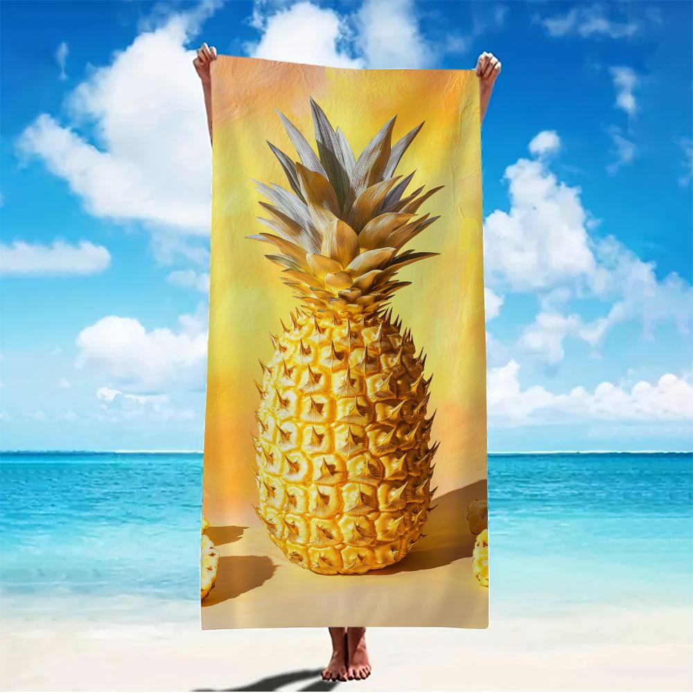 1Pc, Beach Towel, Tropical Pineapple Beach Towel - Perfect For Summer Fun And Sunbathing