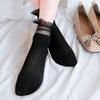 1 Pair Women'S Summer Ruffled Nylon Socks Transparent Stripes Lace Short - Breathable Ultra-Thin Elastic Non-Slip Sexy Stockings