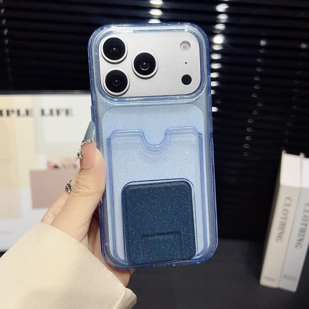 Applicable To iPhone17ProMax Glitter Card Bag, Mobile Phone Case, Apple 16Pro Bracket 15 Anti-drop Protective Case.