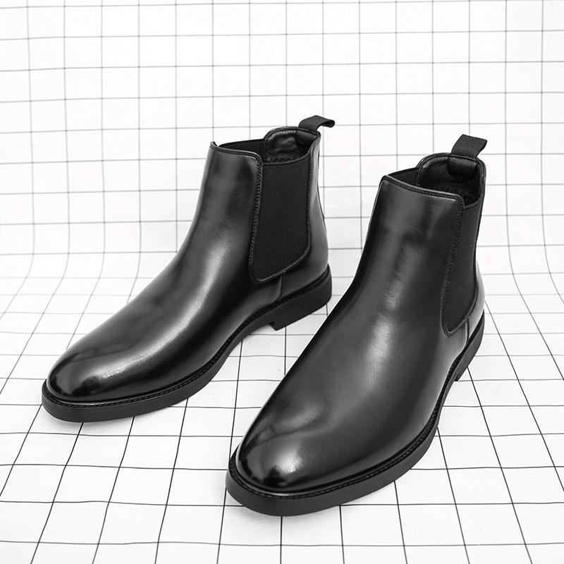 

Модный дизайнер Новые мужские черные коричневые туфли челси с острым носком повседневные ботильоны мужские зимний модный стиль удобные кожаные туфли 38 чёрный