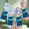 1 PZ Due Delfini Oceano Blu Profondo 750ml Bottiglia d'Acqua Sportiva in Plastica Colorata Tappo Flip con Cannuccia Anti-perdita Adatta per Sport Ufficio Uso Domestico