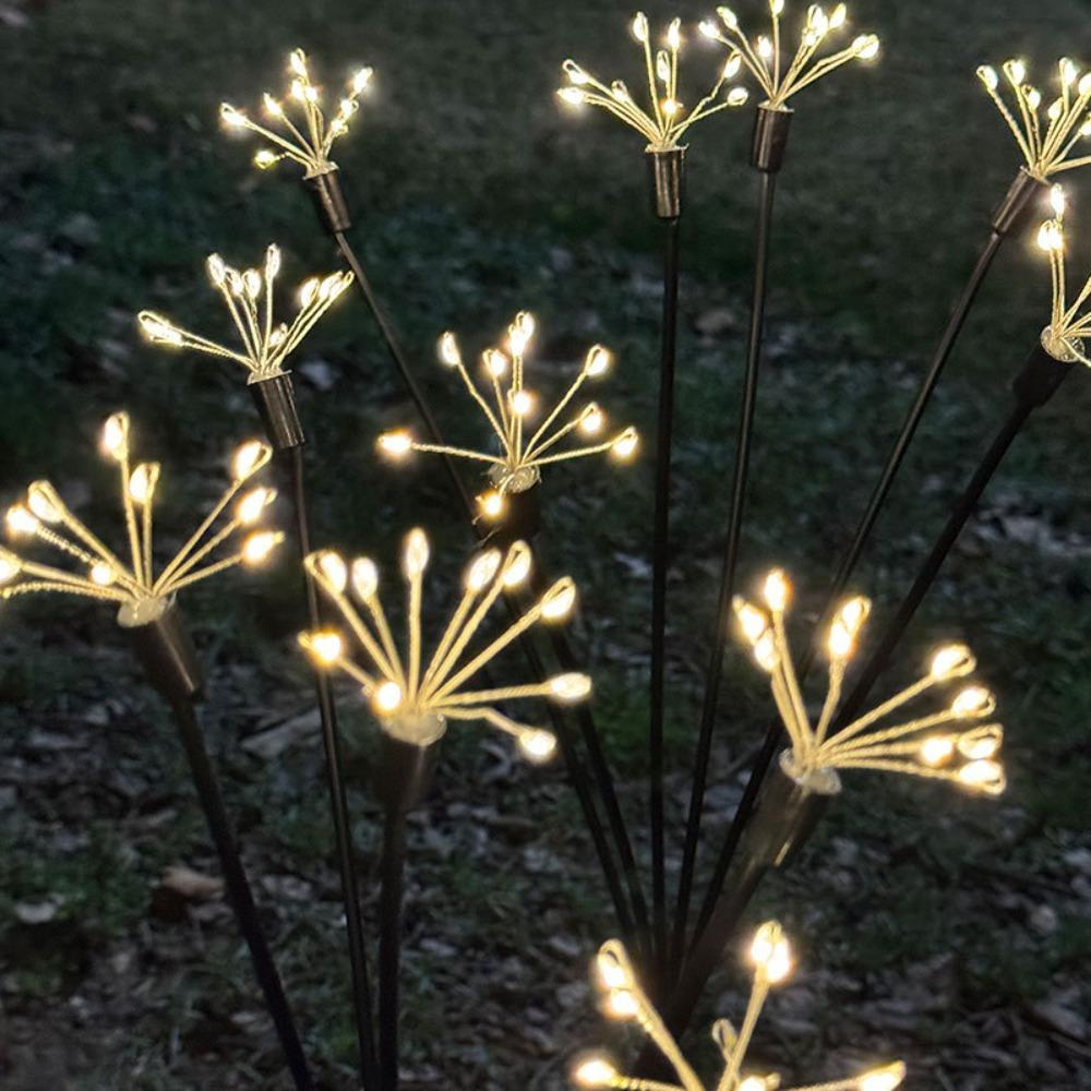 LED Solar Flower Lights Outdoor Waterproof Garden DIY Firework Decor Path Stake Solar Lamp for Street Walk Patio