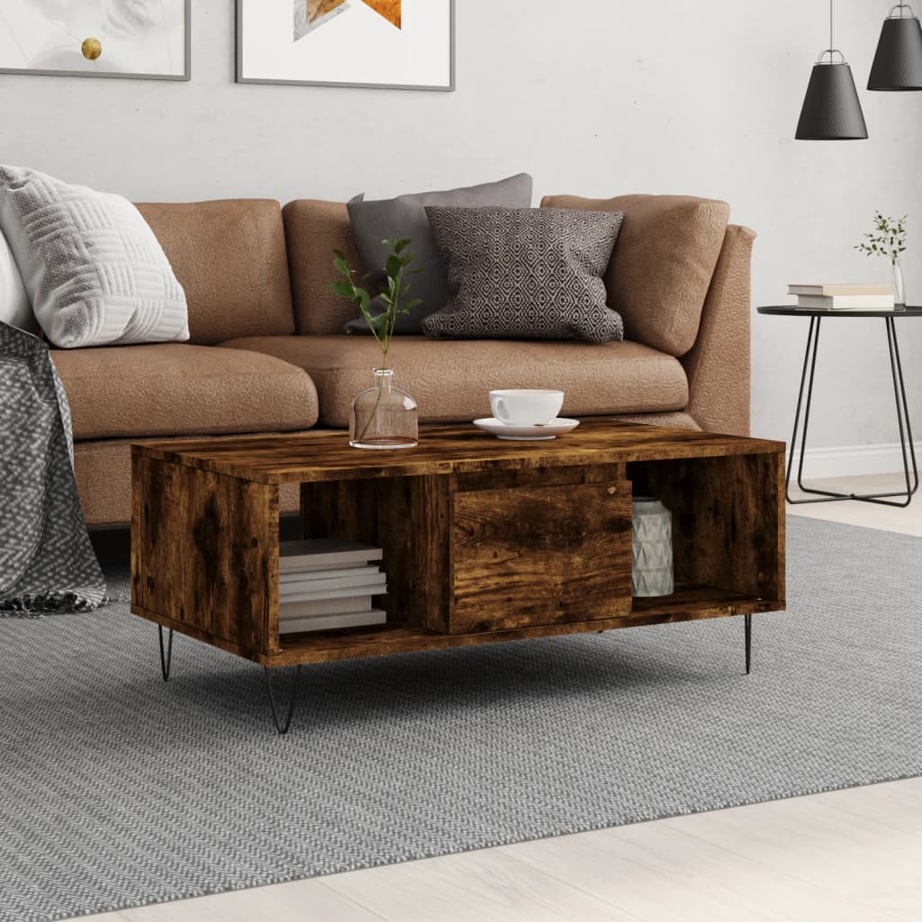 Coffee Table Smoked Oak 90 X 50 X 36.5 Cm Particleboard