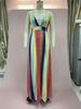 2025 Chiffon Digital Print Rainbow Gradient Maxi Swing Dress
