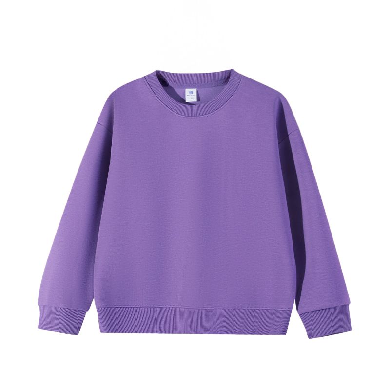 3-14 Years Kids Crew Neck Sweatshirt Solid Color Pullover