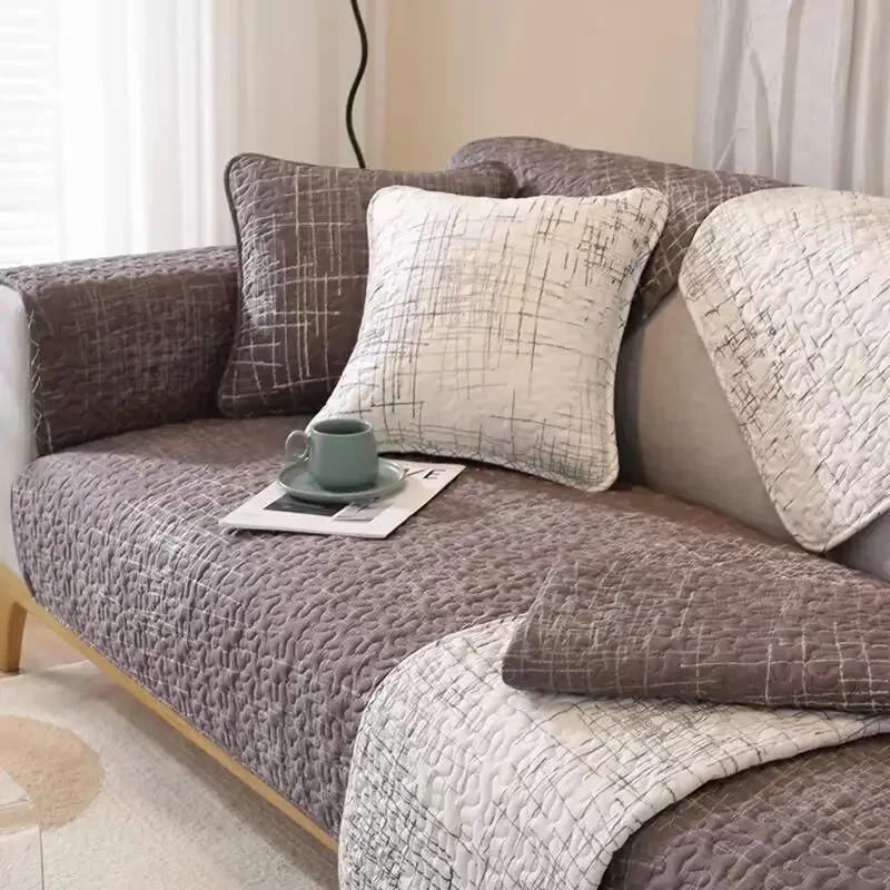 Living Room Embroidered Cotton Sofa Cover Thicken Non-Slip Couch Cushion Slipcover Soft Towel Blanket Home Decor