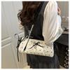 Elegant Korean Bow Decoration Women's Handbag PU Material Zipper Closure Shoulder Bag Niche Style Square Bag Fashion Occasion