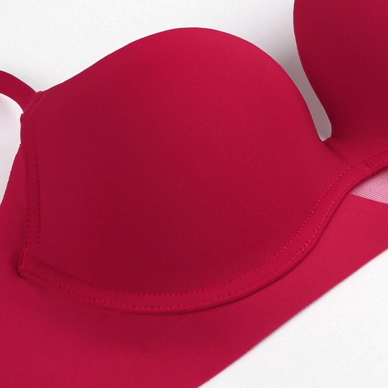 Smooth Underwear Comfortable and Sexy Gathered Bra Anti Sagging Double Breasted Seamless Red Bra