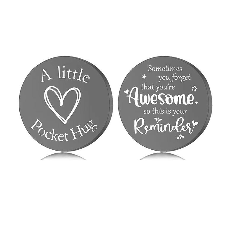 Lucky Charm Motivational Coin: Engravable Stainless Steel Couple & Family Gift Ornament.