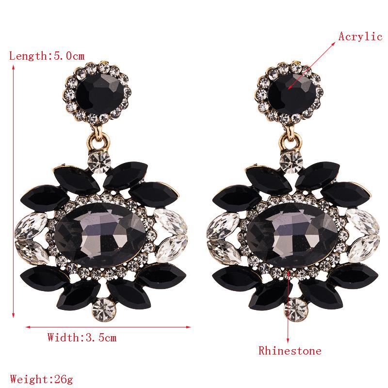 Women Retro Drop Earrings Titanium Steel Alloy Pendant Earrings Acrylic Colorful Grass Crystal Flower Geometric Ear Ornaments