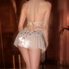 Neck new sexy underwear perspective lace hot backless deep V onesie women's uniform set