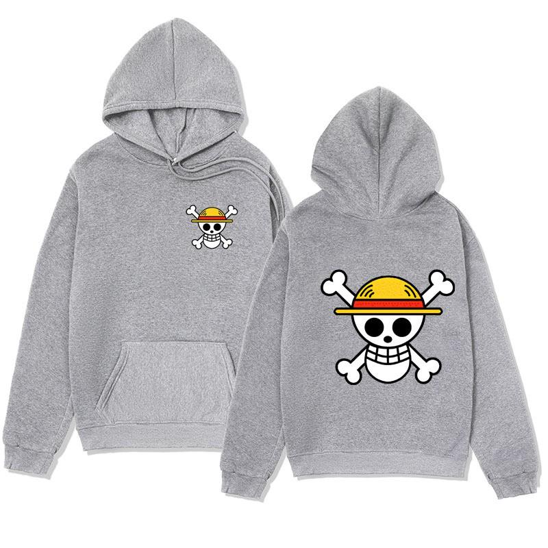 Mens Oversized Hoodie With Anime One Piece Print Casual Streetwear Loose Fit Cotton Sweatshirt Winter