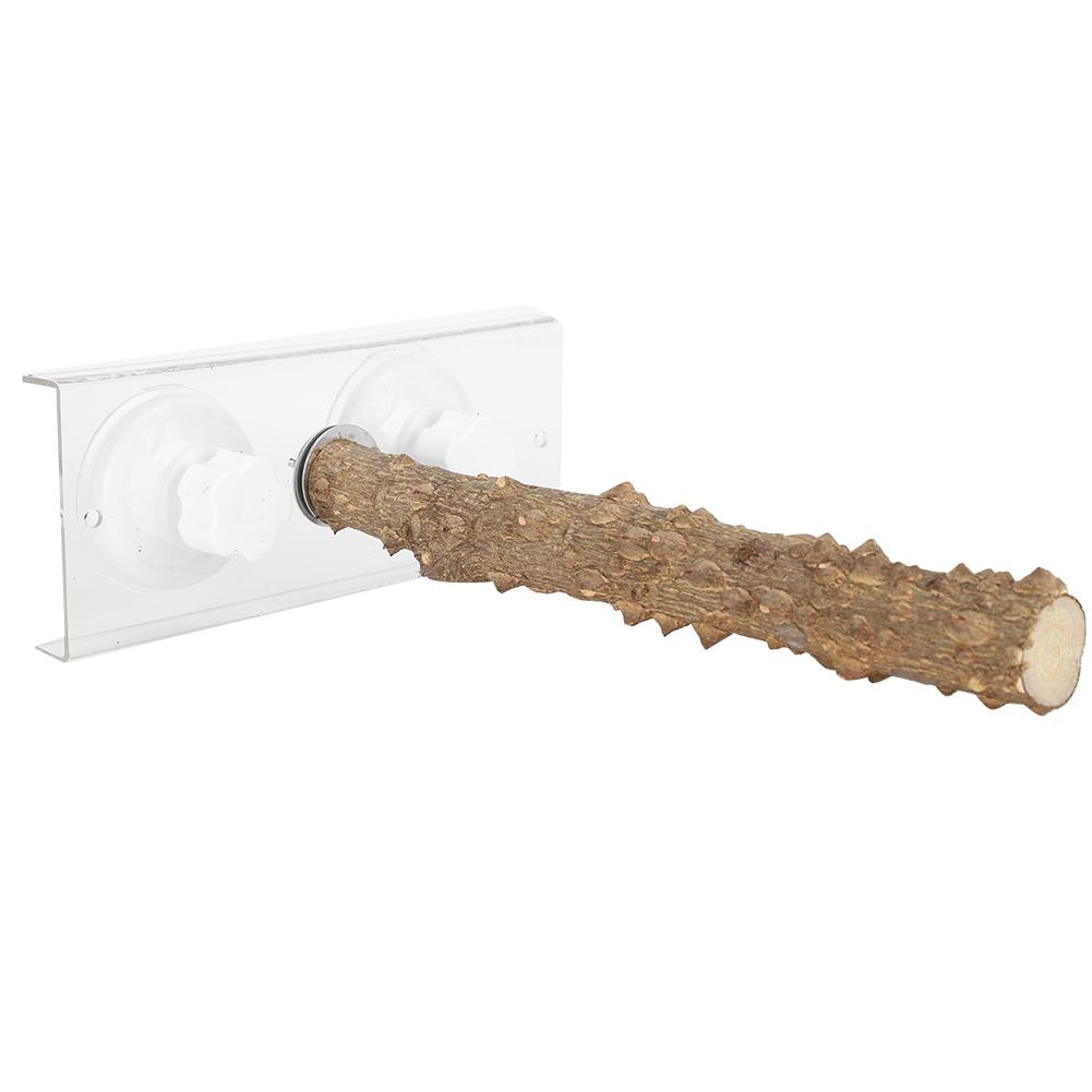 25CM Parrots Outdoor Portable Wood Standing Rod Pet Bird Shower Perch with Suction Cup