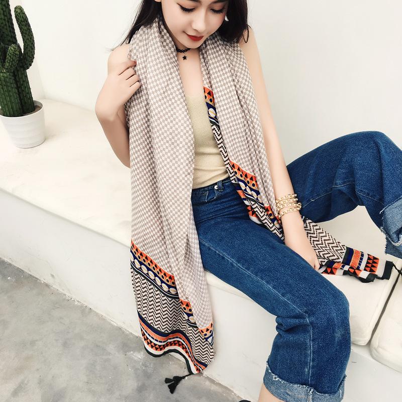 Ethnic Style Scarf, Sunscreen Shawl, Women's Summer Thin Style, Air Conditioner Silk Scarf, Fashionable Seaside Beach Scarf
