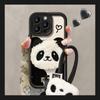 Cute Plush Panda Doll Lanyard Suitable for Apple 13 Mobile Phone Case 14PRO Silicone Lambskin 12 Anti-fall 7/8