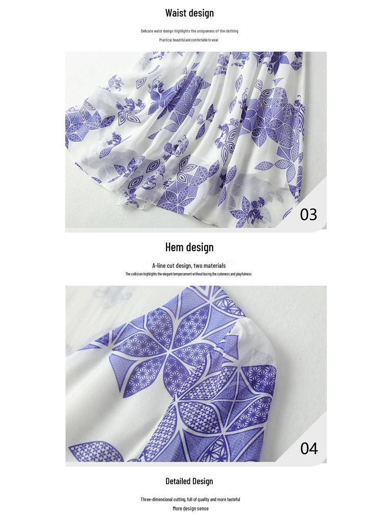 Elegantes Seidenkleid aus Maulbeerseide: Neuer Sommer-Eingang, Mittellang, Taillenbetonend, Bedrucktes Design