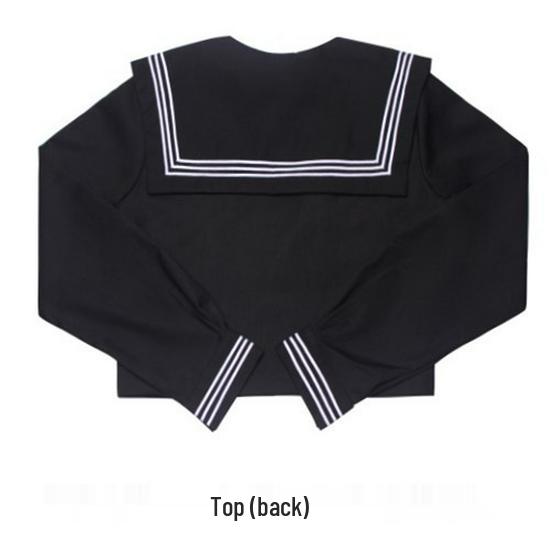 Japoński autentyczny czarny trzyczęściowy mundurek szkolny marynarski JK z długą spódnicą