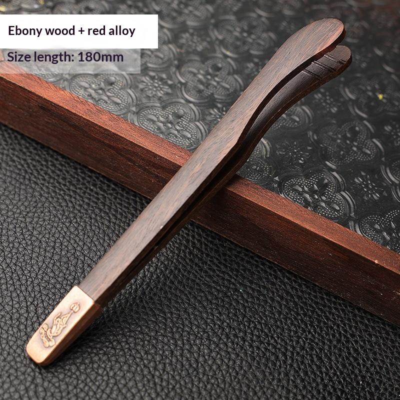Durable Ebony Alloy Tea Tweezers with Bamboo Clips for Tea Lovers