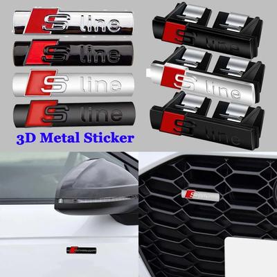 S Line 3D Logo Car Front Grille Badge Sticker Metal S Line Emblem For Hot Sline RS A3 A4 A5 A6 A7 A8 S3 RS3 RS5 RS6 S4 Q2 Q3 Q5