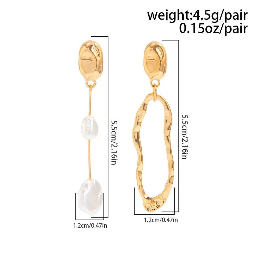 SHIXIN Unique Asymmetry Imitation Pearl Drop Earrings Women Creative Irregular Geometric Pendant Earrings Fashion Jewelry Gift