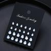 24 Pcs Shiny Zircon Stud Earrings Set for Women Daily Versatile Chic Silver Color Crystal Water Drop Ear Jewelry Accessories New