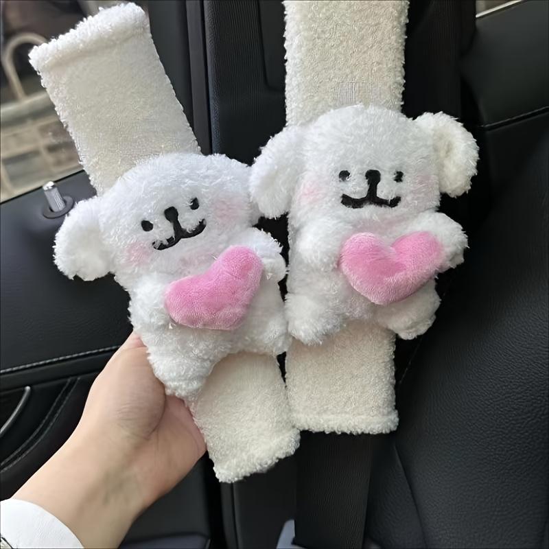 

2PCS Cute Dog Car Seat Belt Shoulder Protector Car Seat Belt Protective Cover Soft and Comfortable Car Interior