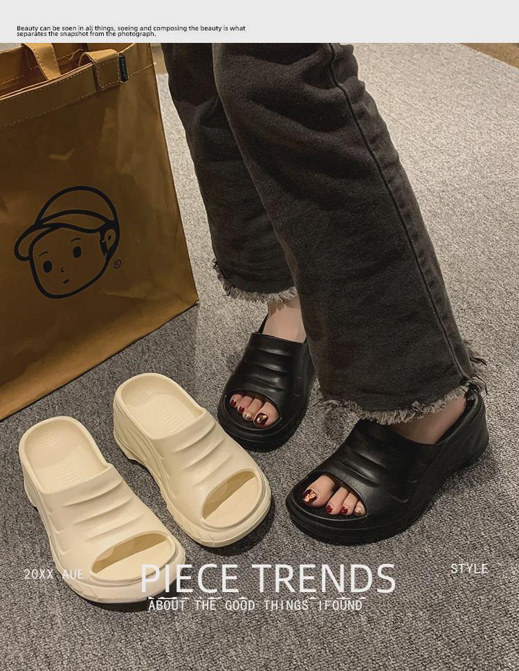 Summer Outdoor Wedge Flip-Flops: Thick-Soled High-Heeled Beach Sandals