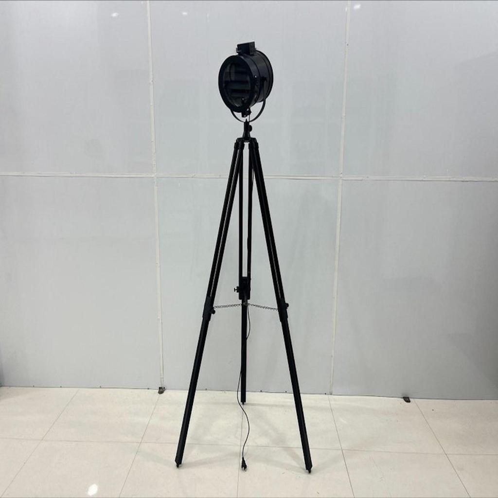 Floor Tripod Spotlight Lamp Theater Searchlight Metal With Wooden Tripod Decorative Full Mate Black