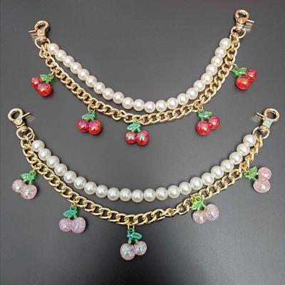 Women Double-layer Jewelry Bag Chain Sweet Simulated Cherry Cool Plastic Fashion Accessories Alloy DIY Decorative