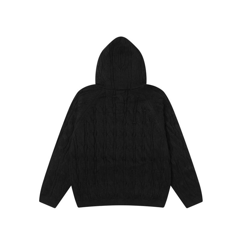Unisex Oversized Chunky Cable Knit Hooded Sweater Winter Casual Streetwear Pullover