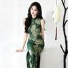 Green sleeveless national style new Chinese style Suzhou daily long cheongsam improved young 1011 new women's high sense