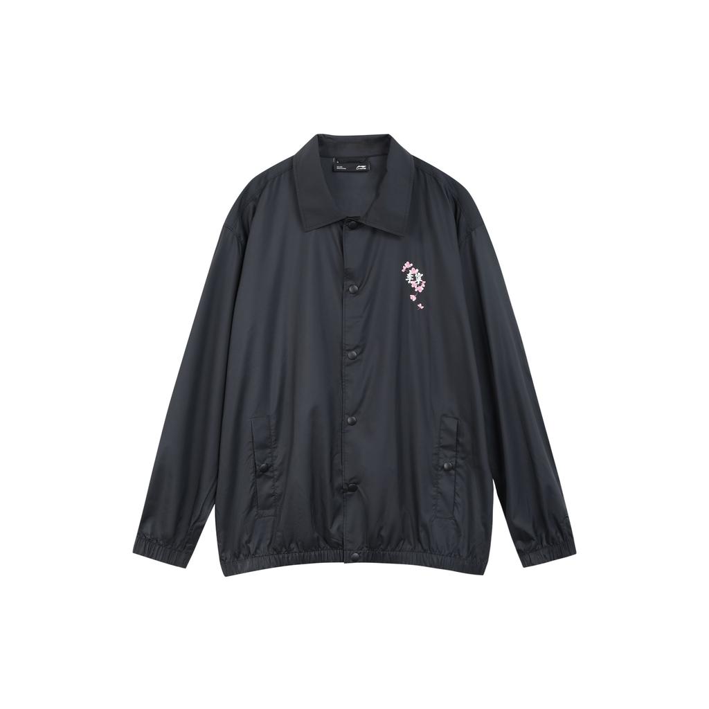 Li-Ning Sakura Series Botanical Floral Loose Casual Jacket Unisex Jackets Black AFDS943-5
