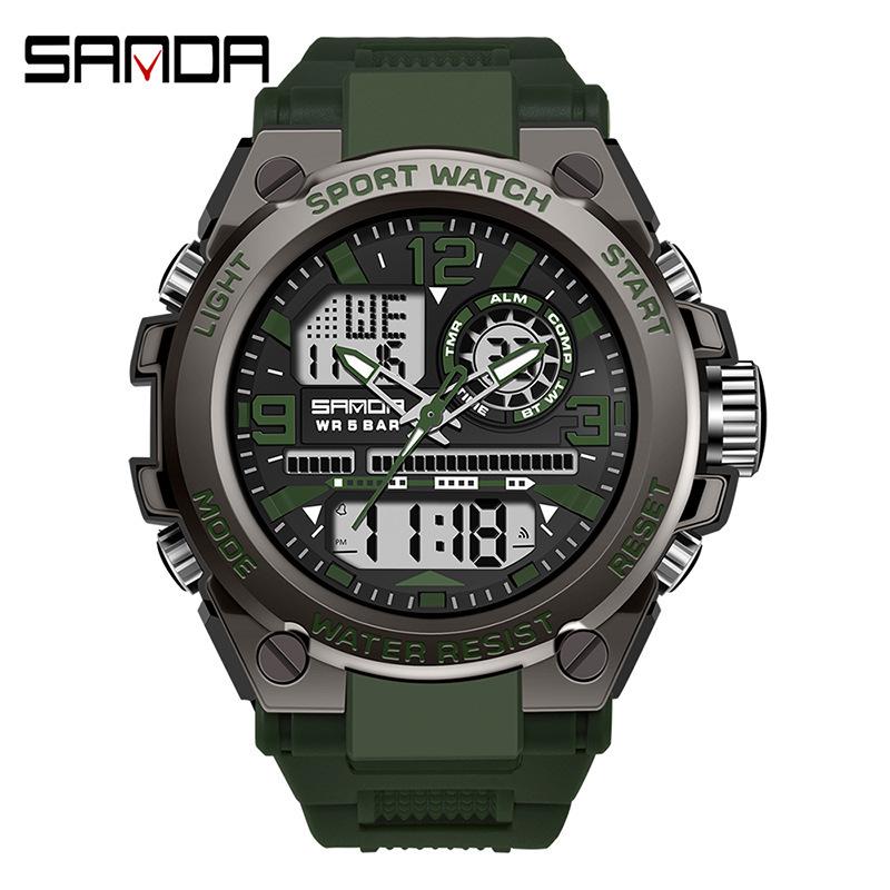 Sanda Watch New Lighting Male School Fashion Trend Digital Electronic Watch Multifunctional Waterproof And Shockproof Men'S Watch