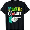 InGENIUS Circus & Carnival Store Unisex-Adults Black Halloween Casual Humorous Modern 'I'm With The Clown' Letter Print T-Shirt