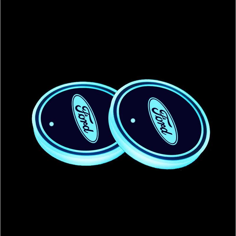 Car Sticker Hot For Ford For Ford Mondeo Focus Raptor Edge Explorer Ranger Fiesta Kuga ST 7 Color LED Car Cup Holder Light Lumin