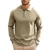 Men's Spring and Autumn Lapel Solid Color Casual Base American Retro Heavy Shoulder Long Sleeve Polo POLO Shirt Men's