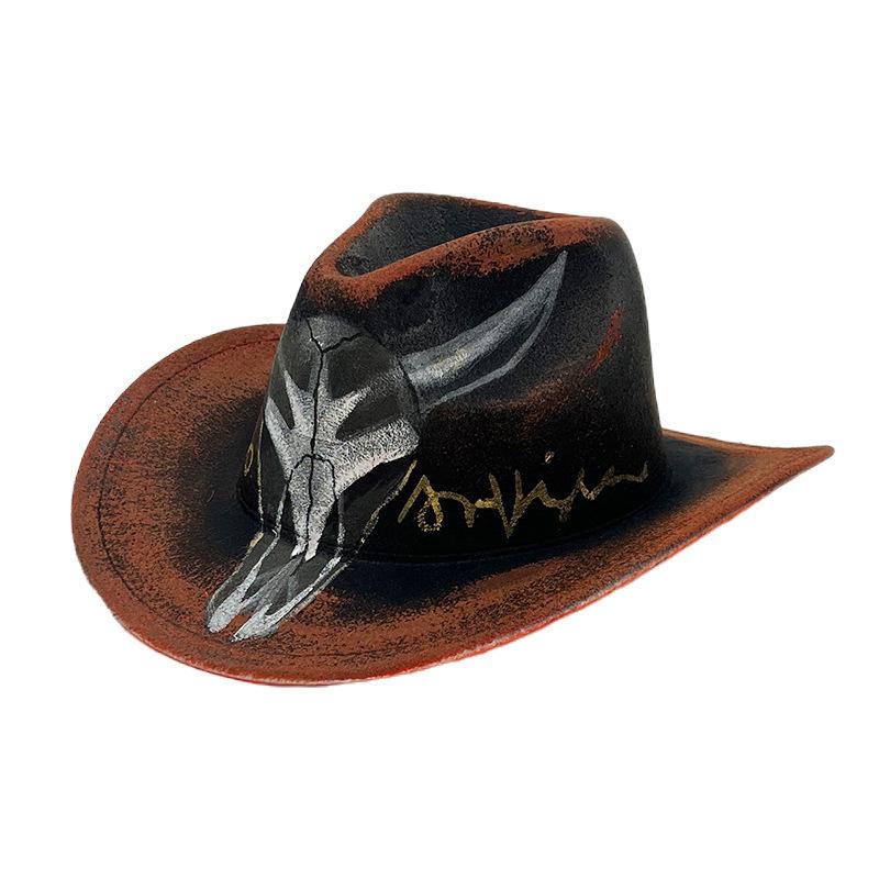 

Хелловін Капелюх Вечірка Намальований від руки Барвистий Капелюх для танцювального виступу Реквізит Фестивалю Привидів Різдвяний Капелюх Ковбоя average size