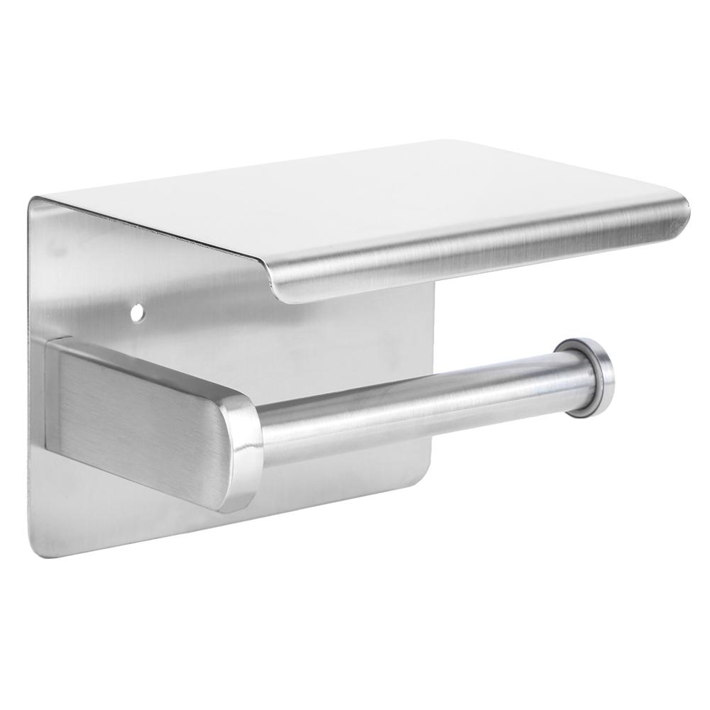 Brushed Toilet Paper Holder Stainless Steel Tissue Paper Towel Rack with Phone Shelf