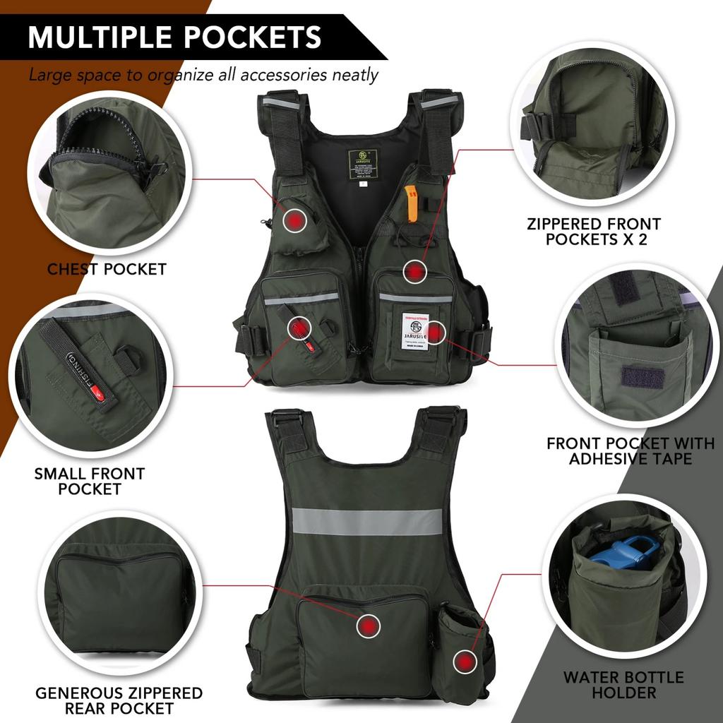 Men Professional Life Jacket Buoyancy Suit Portable Fishing Vests Multi-Pockets Waterproof Sea Fishing Adjustable Vest  New