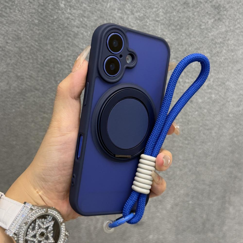 Magnetic Ring Holder Bracket Wrist Strap Case For iPhone 17 16 11 12 13 14 15 Pro Max Plus Shockproof Matte For Magsafe Cover