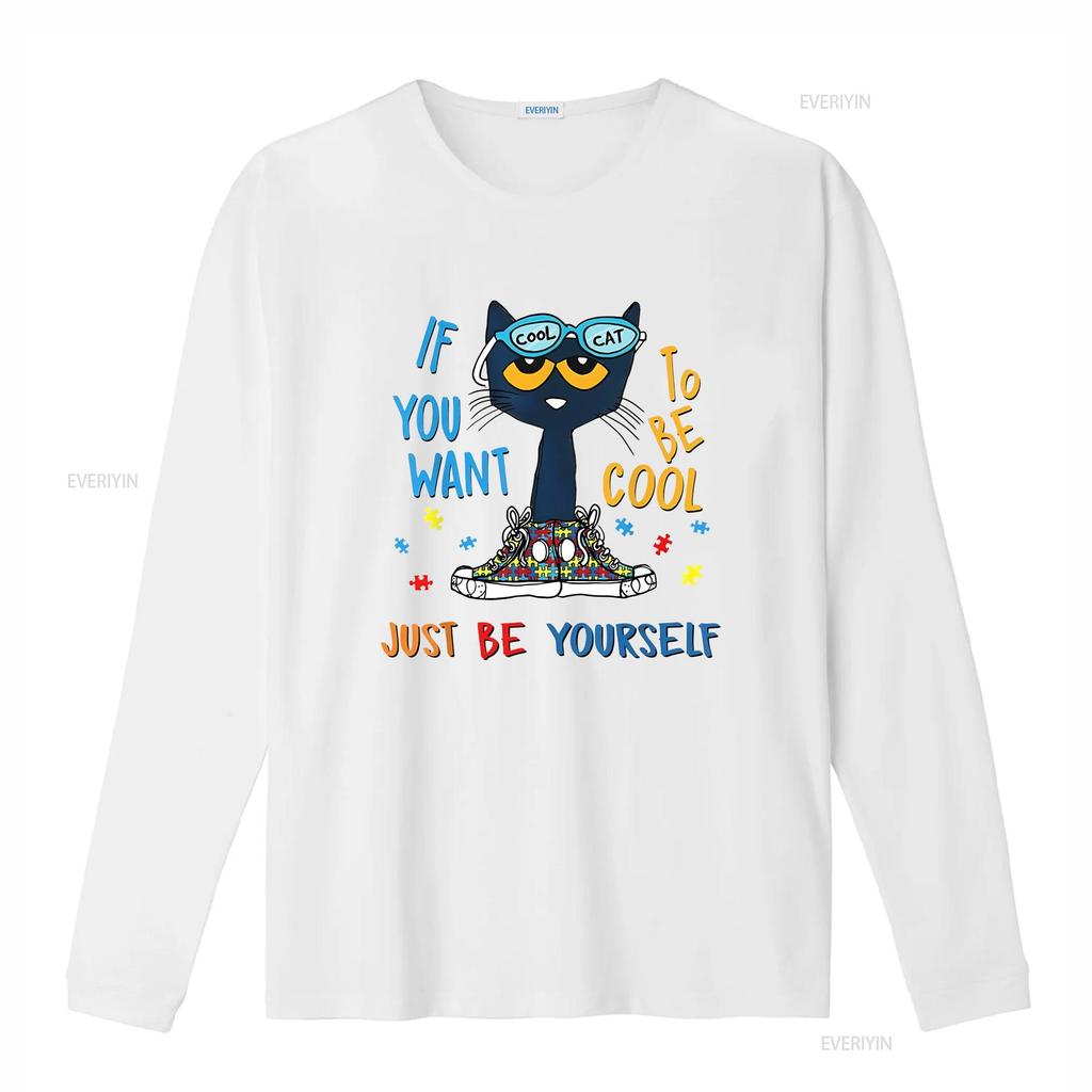 If You Want To Be Cool Just T shirt Pete The Cat Size S XL vintage Washed Breathable Casual Stylish fashion designer clothes