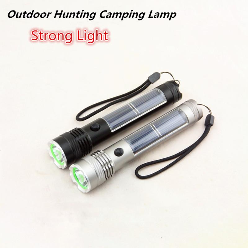 USB Charging Solar Powered LED Strong Light Torch Multifunctional Flashlight