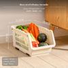3Tier Plastic Storage Basket Rack with Casters, Stackable Organizer for Kitchen Beige Small