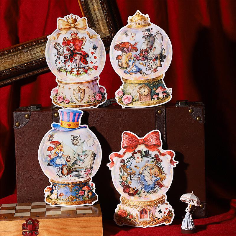 Alice's Wonderland Scenery Stickers: Crystal Ball, Journal Miniatures, DIY Decoration Pack