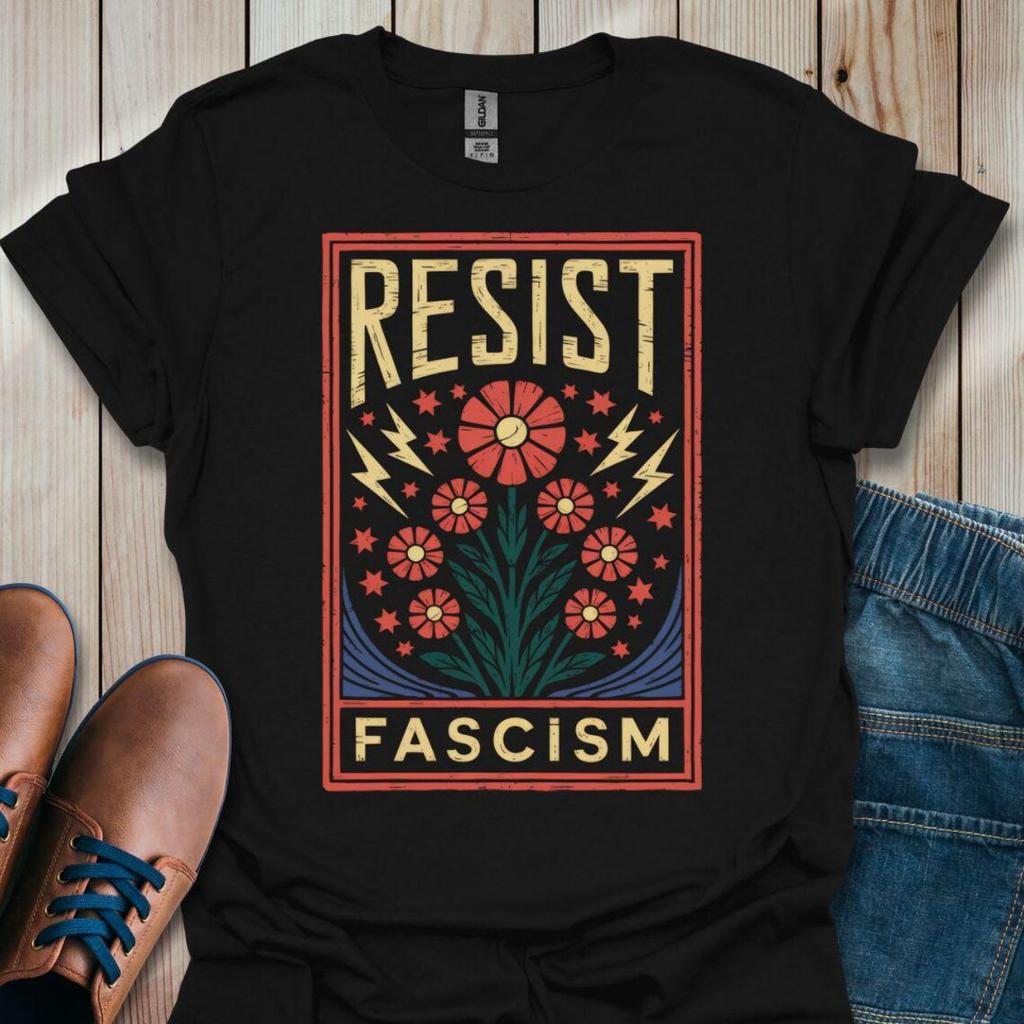 Resist Fascism Graphic Tee Activist AntiFascist Unisex Shirt Casual Fashion Short Sleeve T Shirt Casual Female ONeck Tops