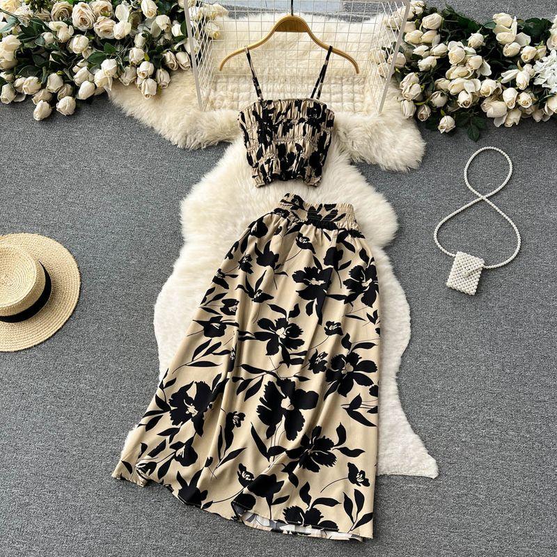 

Приморский Отдых Цветочная Юбка Сексуальный Кроп-Топ На Бретелях-Спагетти Khaki One size