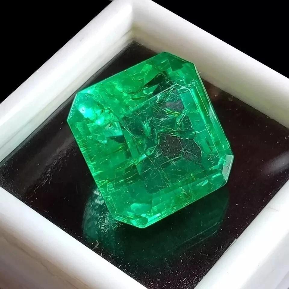 Emerald Green Asscher Cut Natural Certified Colombian Loose Gemstone